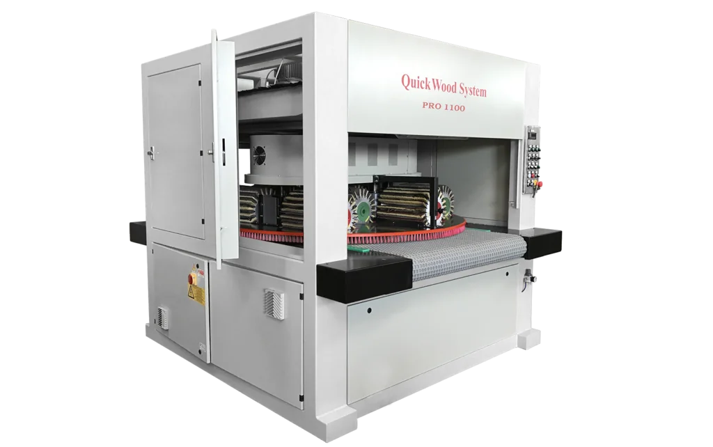 QuickWood PRO 1100 production brush sander, original gray machine with red QuickWood branding